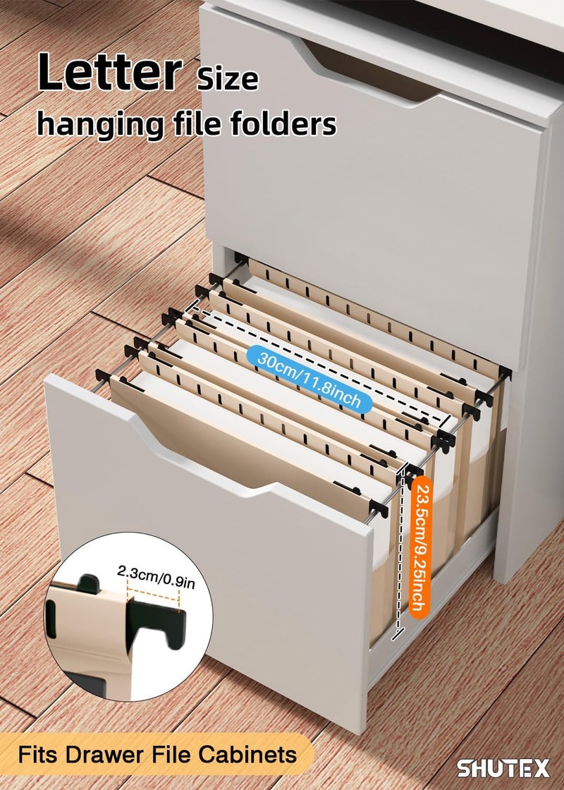 SHUTEX Extra Capacity Plastic Hanging File Folders,12 Pack Reinforced Hang Folder,Heavy Duty 2 Inch Expansion,Filing Cabinet Folders Letter Size for Bulk Files/Medical Charts(Light Beige) - Image 2